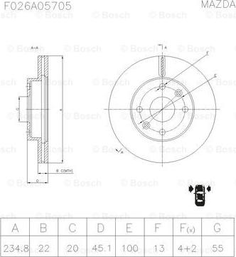 BOSCH F 026 A05 705 - Jarrulevy inparts.fi