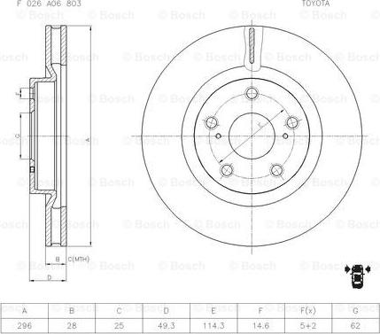 BOSCH F 026 A06 803 - Jarrulevy inparts.fi