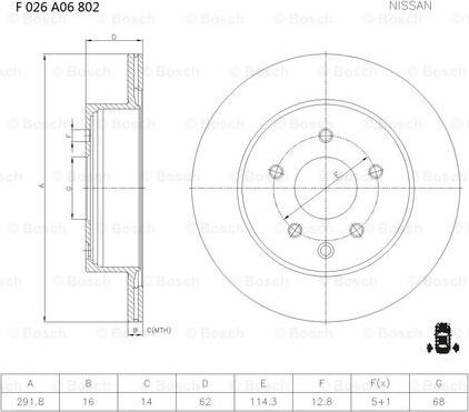 BOSCH F 026 A06 802 - Jarrulevy inparts.fi