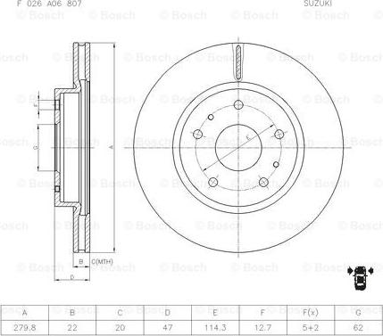 BOSCH F 026 A06 807 - Jarrulevy inparts.fi