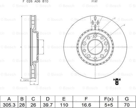 BOSCH F 026 A06 810 - Jarrulevy inparts.fi