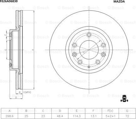 BOSCH F 026 A06 830 - Jarrulevy inparts.fi