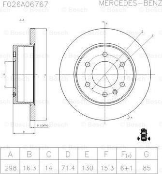 BOSCH F 026 A06 767 - Jarrulevy inparts.fi