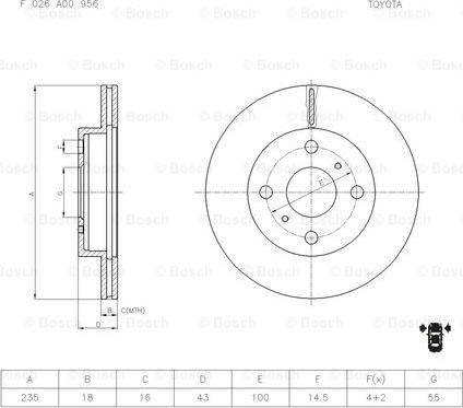 BOSCH F 026 A00 956 - Jarrulevy inparts.fi