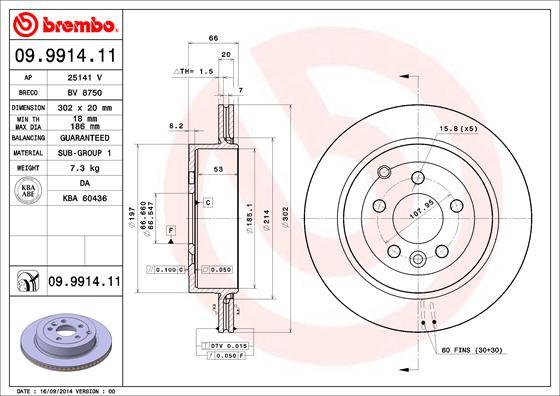 Brembo 09.9914.11 - Jarrulevy inparts.fi