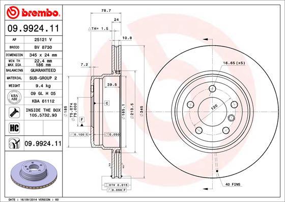 Brembo 09.9924.11 - Jarrulevy inparts.fi