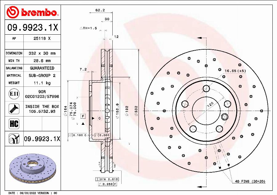 Brembo 09.9923.1X - Jarrulevy inparts.fi