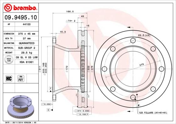 Brembo 09.9495.10 - Jarrulevy inparts.fi