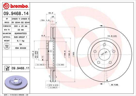 Brembo 09.9468.11 - Jarrulevy inparts.fi