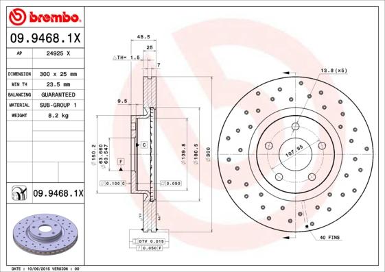 Brembo 09.9468.1X - Jarrulevy inparts.fi