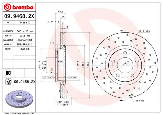 Brembo 09.9468.2X - Jarrulevy inparts.fi