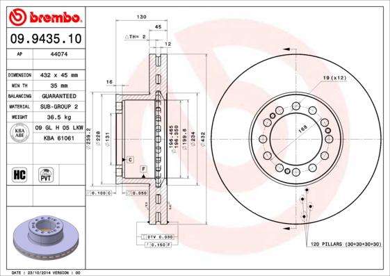 Brembo 09.9435.10 - Jarrulevy inparts.fi