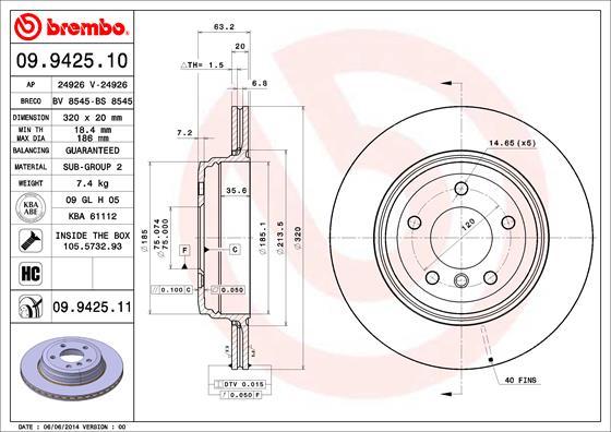 Brembo 09.9425.10 - Jarrulevy inparts.fi