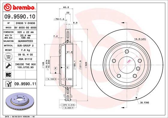 Brembo 09.9590.10 - Jarrulevy inparts.fi