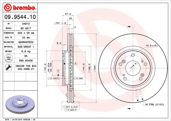 Brembo 09.9544.11 - Jarrulevy inparts.fi