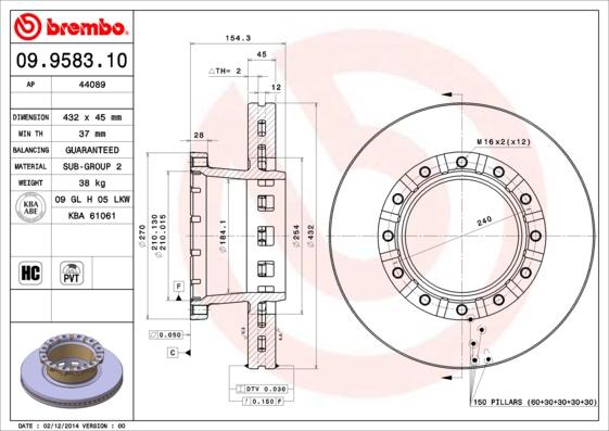 Brembo 09.9583.10 - Jarrulevy inparts.fi