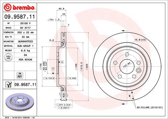 Brembo 09.9587.11 - Jarrulevy inparts.fi