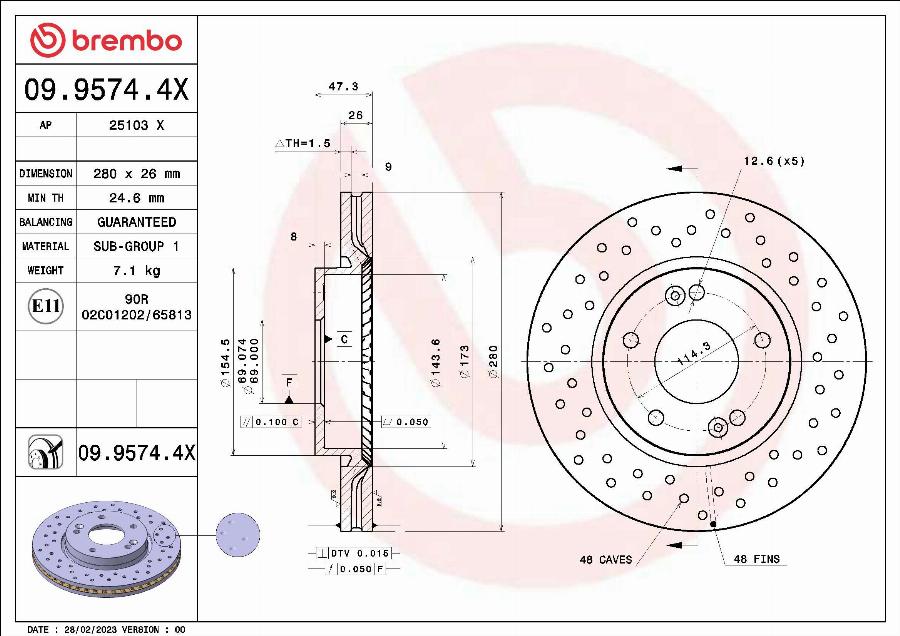 Brembo 09.9574.4X - Jarrulevy inparts.fi