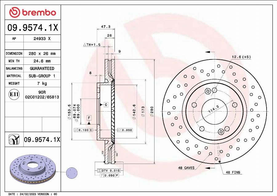 Brembo 09.9574.1X - Jarrulevy inparts.fi