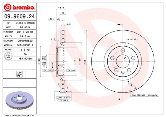 Brembo 09.9609.24 - Jarrulevy inparts.fi