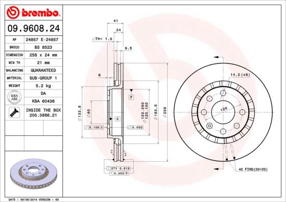 Brembo 09.9608.24 - Jarrulevy inparts.fi