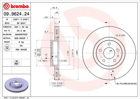 Brembo 09.9624.24 - Jarrulevy inparts.fi