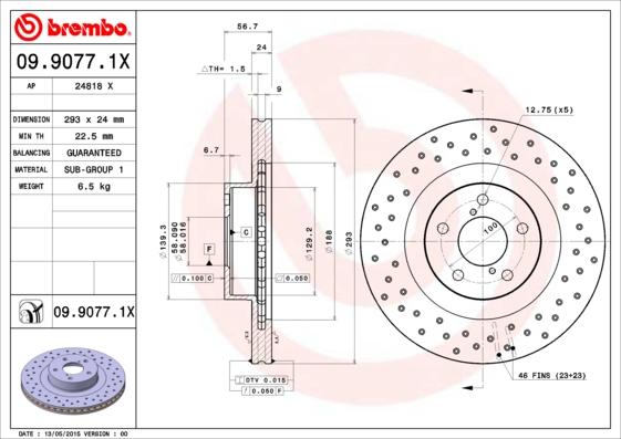 Brembo 09.9077.1X - Jarrulevy inparts.fi