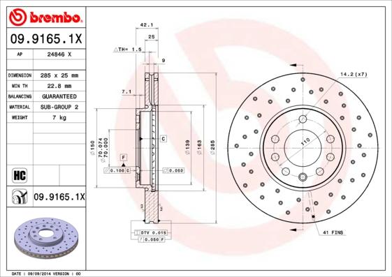 Brembo 09.9165.1X - Jarrulevy inparts.fi