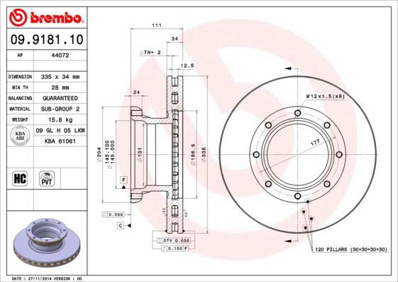 Brembo 09.9181.10 - Jarrulevy inparts.fi