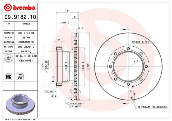 Brembo 09.9182.10 - Jarrulevy inparts.fi