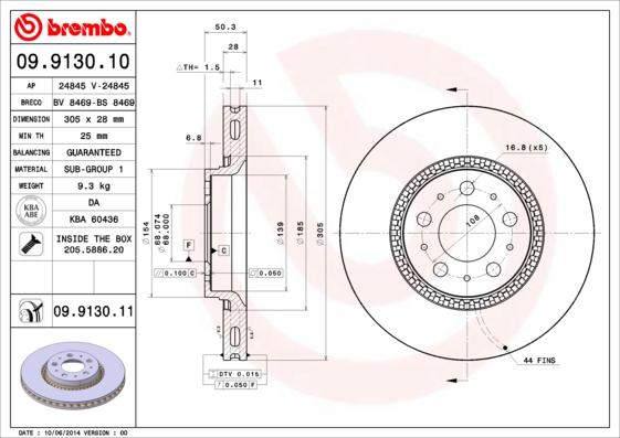 Brembo 09.9130.10 - Jarrulevy inparts.fi