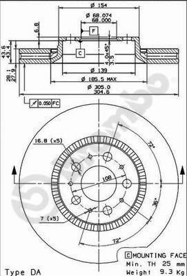 Brembo 09.9130.75 - Jarrulevy inparts.fi