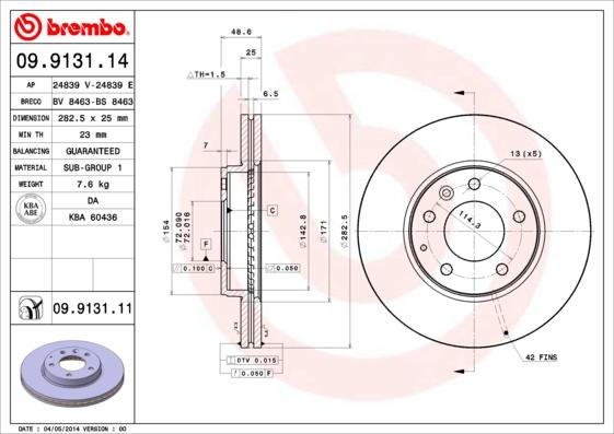 Brembo 09.9131.11 - Jarrulevy inparts.fi