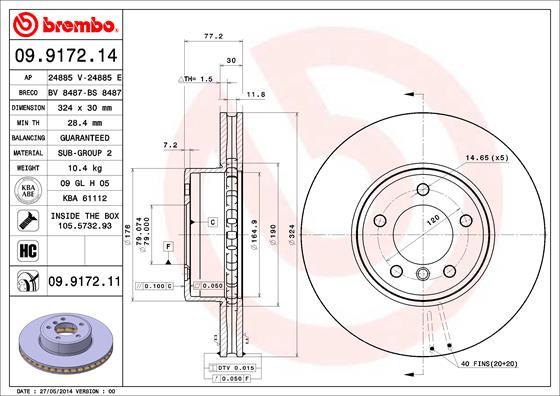 Brembo 09.9172.14 - Jarrulevy inparts.fi