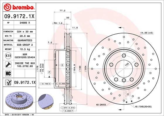 Brembo 09.9172.1X - Jarrulevy inparts.fi