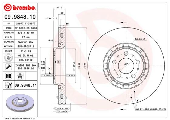 Brembo 09.9848.10 - Jarrulevy inparts.fi