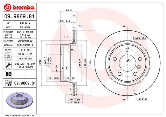 Brembo 09.9869.81 - Jarrulevy inparts.fi