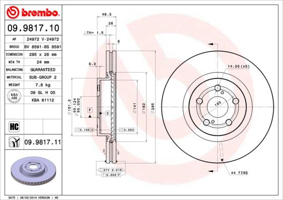 Brembo 09.9817.11 - Jarrulevy inparts.fi