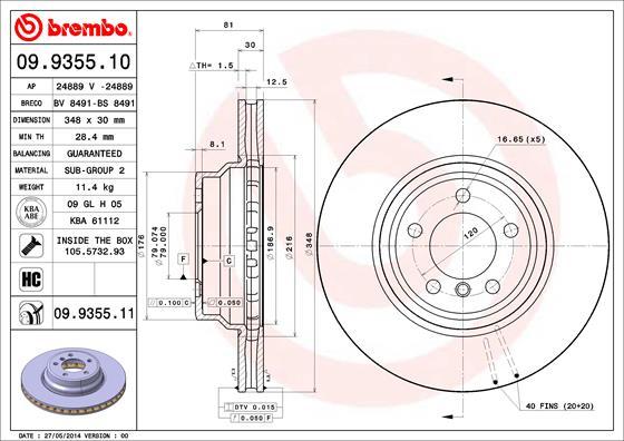 Brembo 09.9355.10 - Jarrulevy inparts.fi