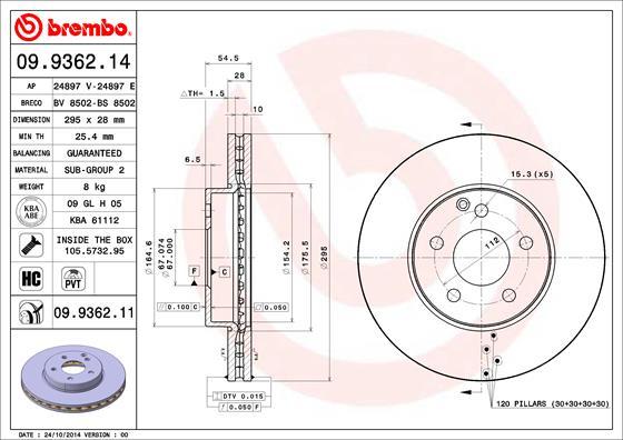 Brembo 09.9362.11 - Jarrulevy inparts.fi