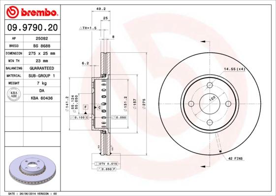 Brembo 09.9790.20 - Jarrulevy inparts.fi