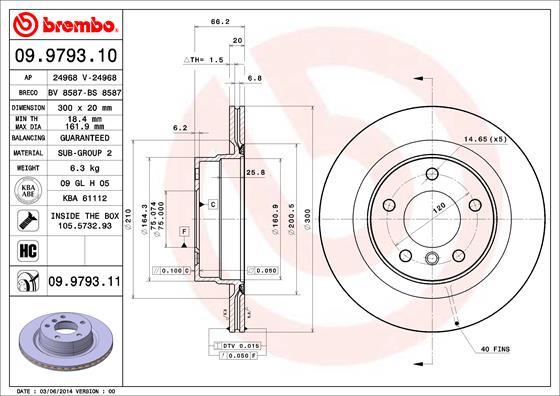 Brembo 09.9793.10 - Jarrulevy inparts.fi