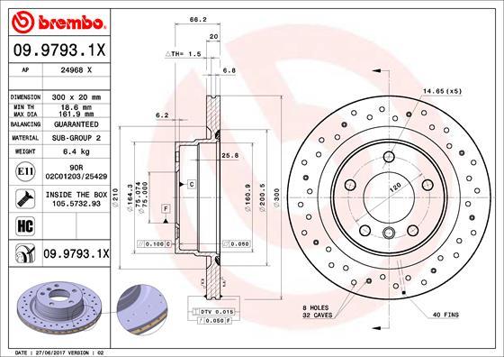 Brembo 09.9793.1X - Jarrulevy inparts.fi