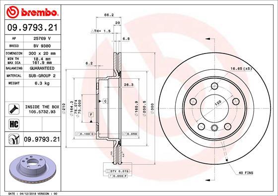 Brembo 09.9793.21 - Jarrulevy inparts.fi