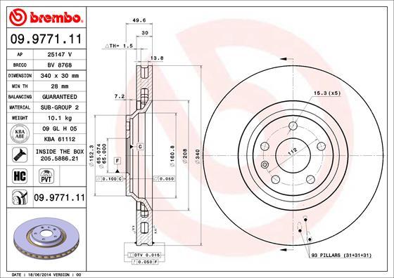 Brembo 09.9771.11 - Jarrulevy inparts.fi