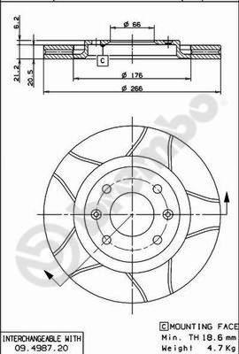 Brembo 09.4987.76 - Jarrulevy inparts.fi