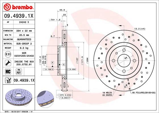 Brembo 09.4939.1X - Jarrulevy inparts.fi