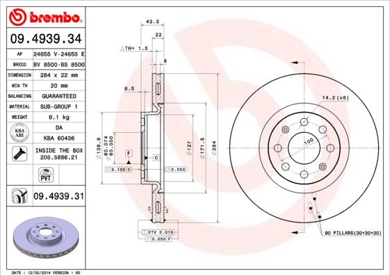 Brembo 09.4939.31 - Jarrulevy inparts.fi