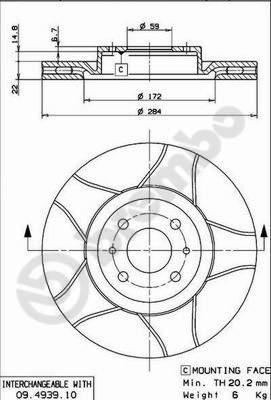 Brembo 09.4939.75 - Jarrulevy inparts.fi