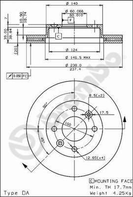 Brembo 09.4925.20 - Jarrulevy inparts.fi